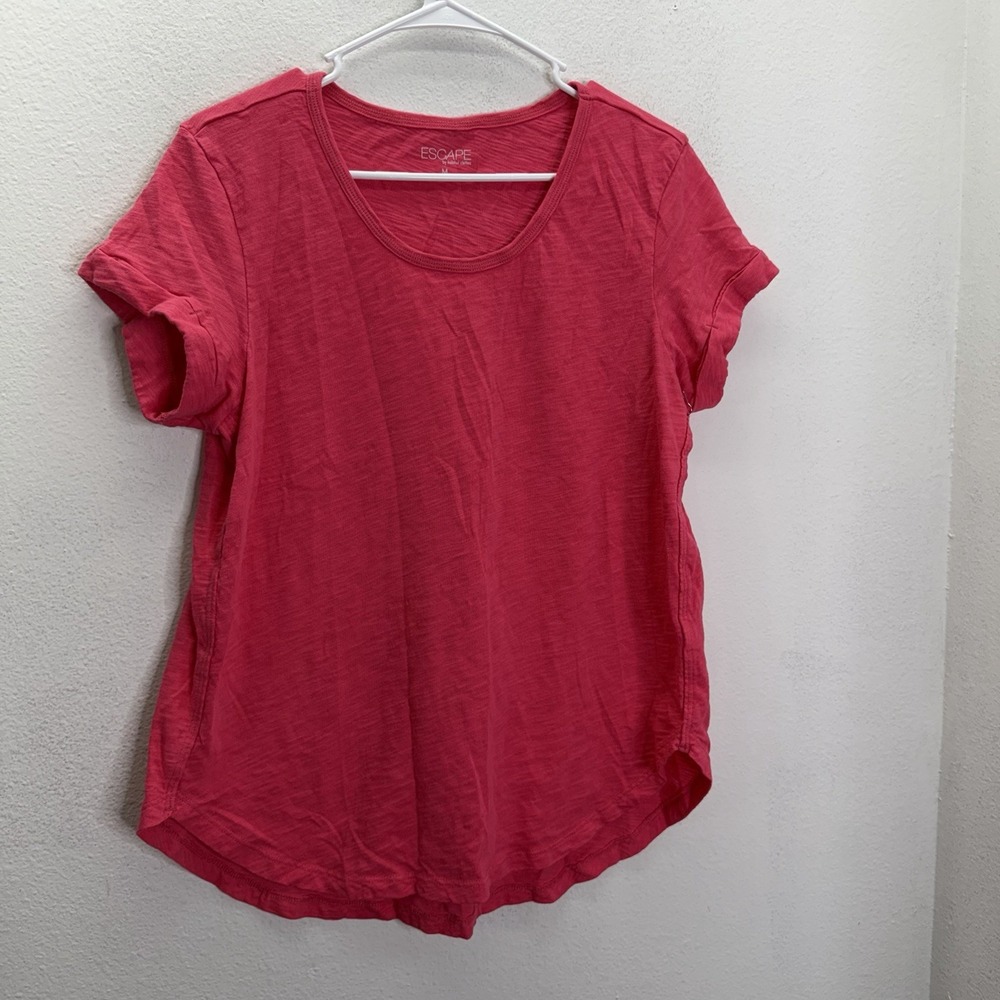 Escape by Habitat Slub Knit Top Pink Womens M Casual Minimalist 100% Cotton